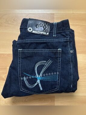 South Pole Embroidered Jean Dark Wash Mens Size 36